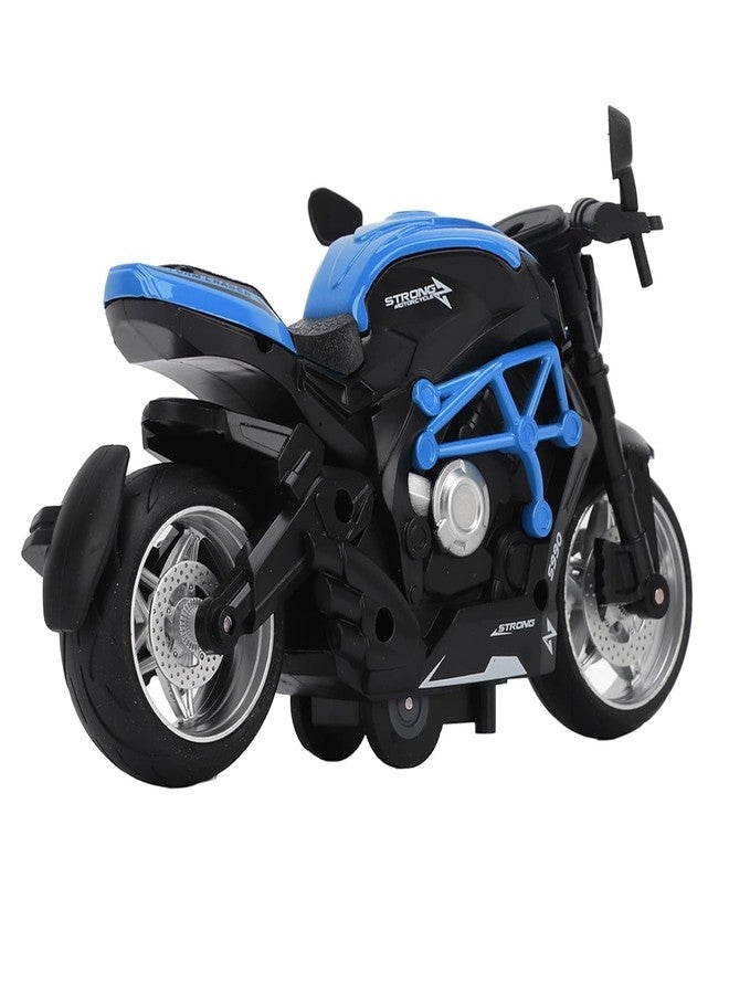 يوفوريا لعبة دراجة نارية من سبيكة معدنية من إنتاج شركة EUPHORIA Rk Toys | لعبة دراجة نارية تعمل بالسحب للخلف، تنمي التنسيق، بإضاءة رائعة ومؤثرات صوتية عالية المحاكاة، مناسبة للتجميع (أزرق) - Image 1